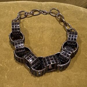 Chunky Black and Silver Chain Necklace